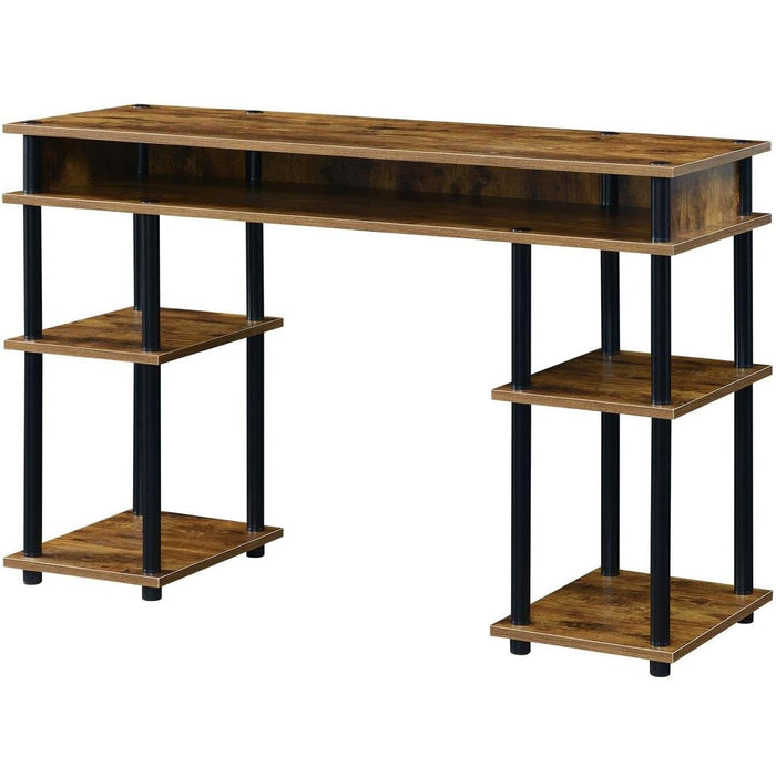 Barnwood/Black Student Desk with Shelves, No Tools