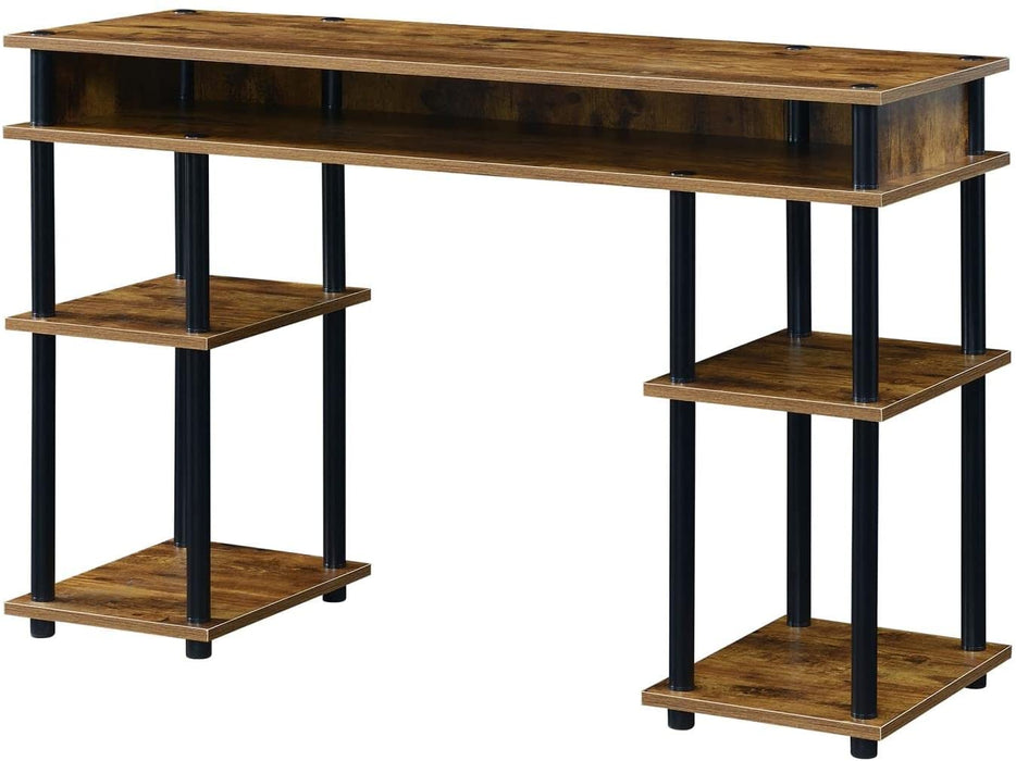 Barnwood/Black Student Desk with Shelves, No Tools