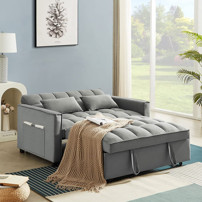 Velvet Sofa Bed with Adjustable Pull Out