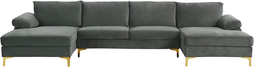 Slate Velvet U-Shaped Sectional with Chaise