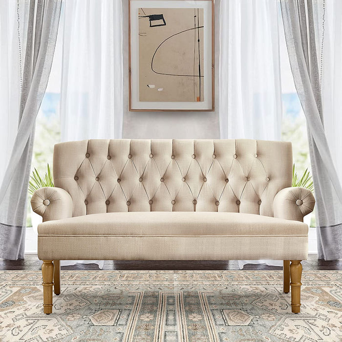 Warm Beige Loveseat Sofa Furniture Settee