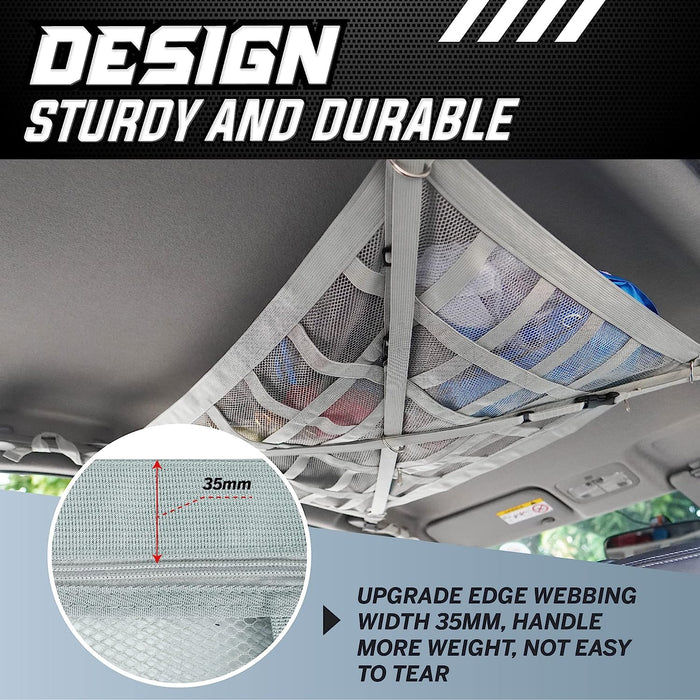 Gray Car Ceiling Cargo Net Pocket for SUV