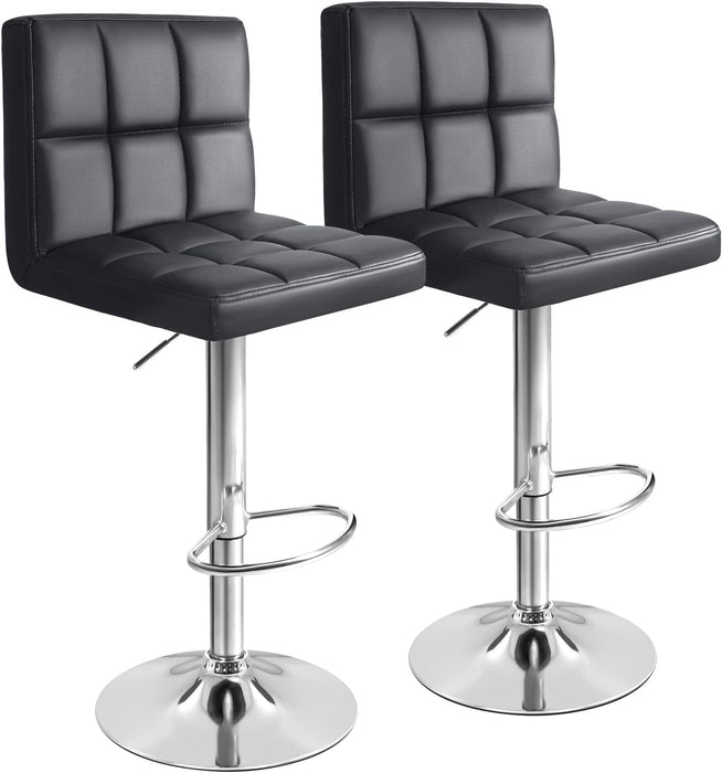 Modern PU Leather Adjustable Barstools Set of 2