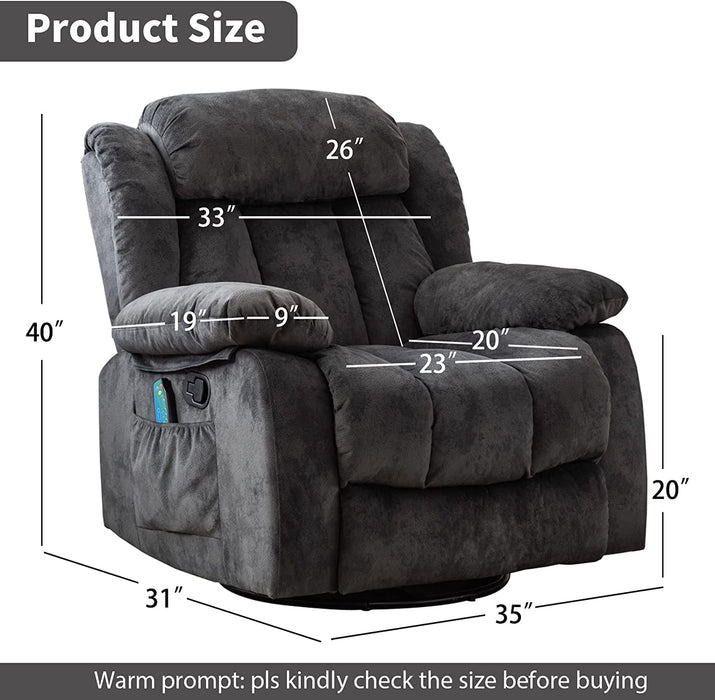 Massage Swivel Rocker Recliner with Heat and Vibration