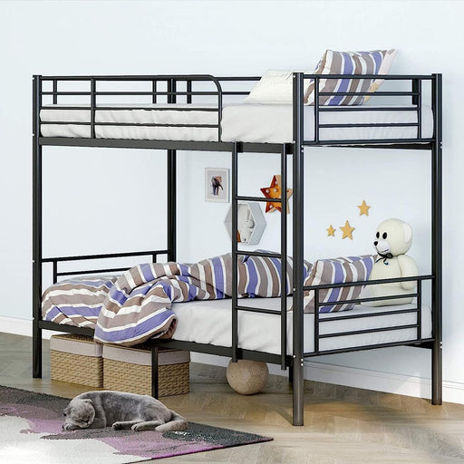Industrial Twin Bunk Bed with Storage, Black