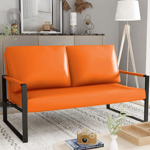 Modern Orange Loveseat Set for Small Spaces