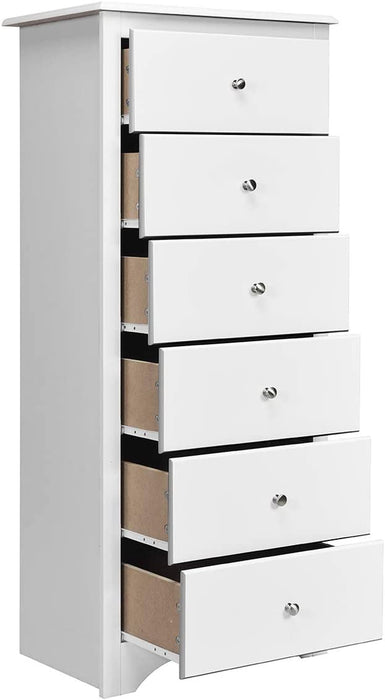 Wooden 6 Drawer Chest, White