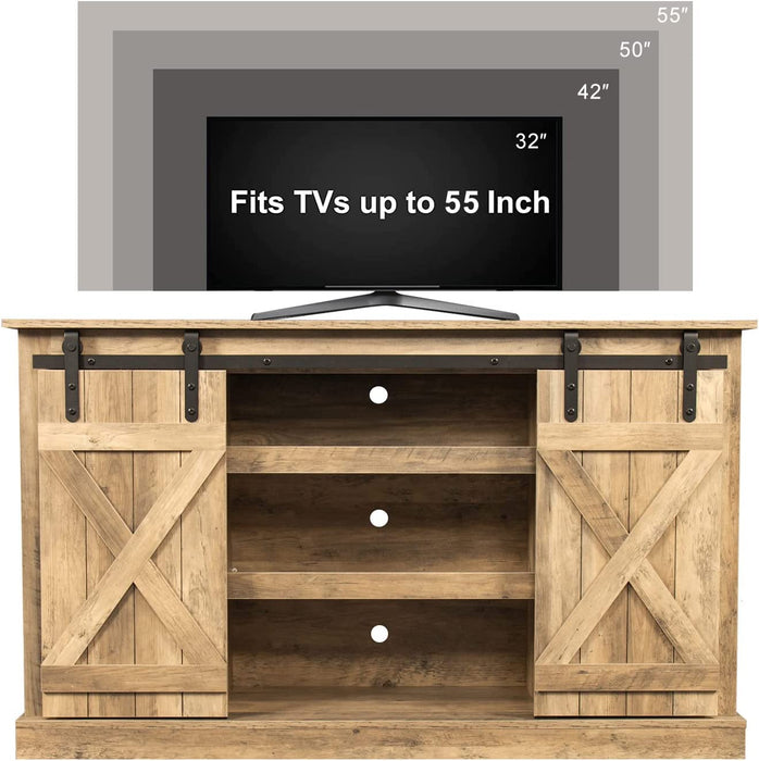 Rustic TV Stand with Sliding Barn Door