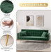 Green Velvet Futon Sofa Bed with Adjustable Backrest