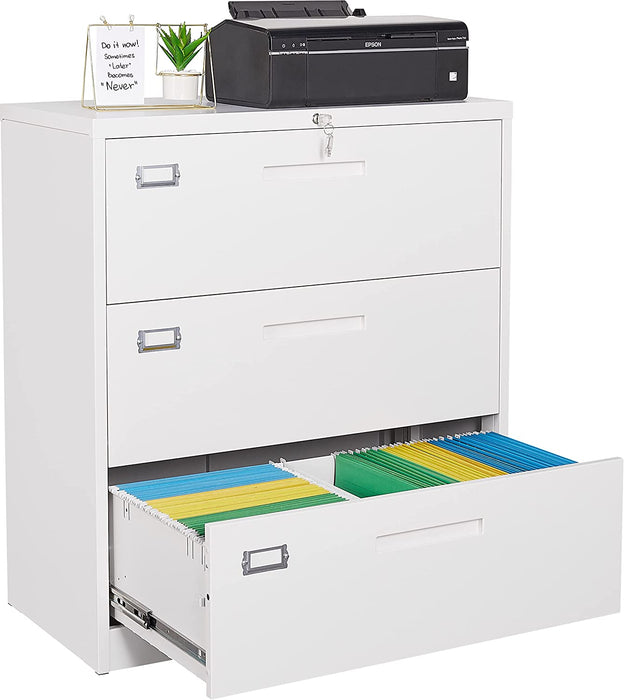 Lockable 3-Drawer Metal File Cabinet for Home Office