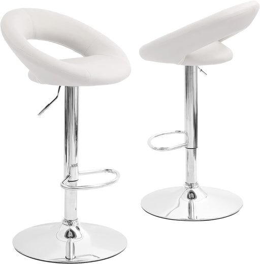 Bar Stools Set of 2 Faux Leather with Back and Armrest