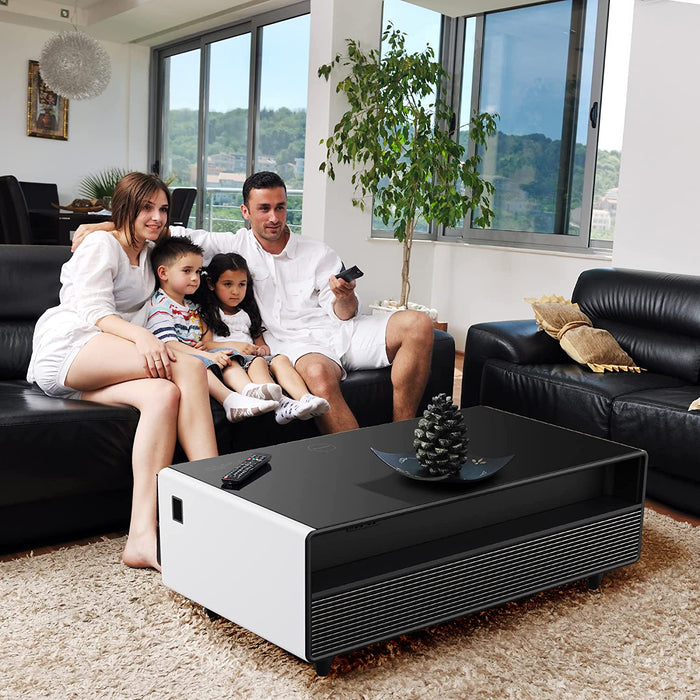 Smart Coffee Table with Fridge, Speakers and More
