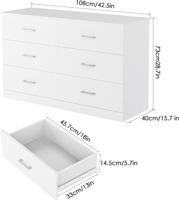 White 6-Drawer Floor Storage Cabinet