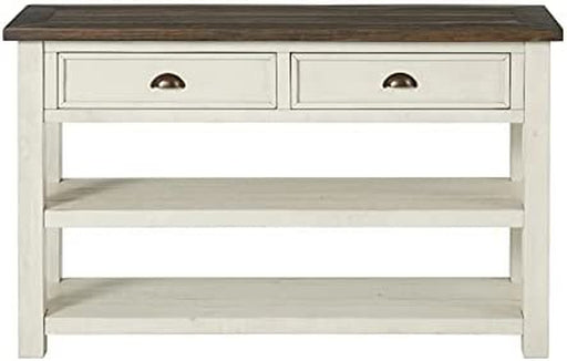 Cream White and Brown Wood Console Table