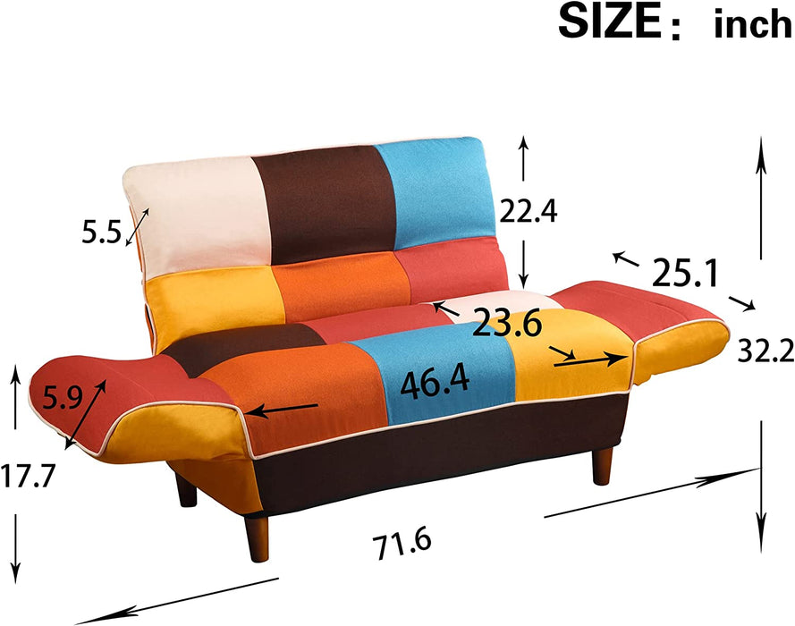 Colorful Convertible Sofa Bed with Adjustable Armrest