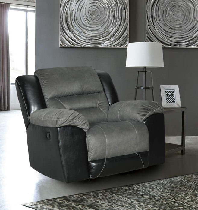 Gray Faux Leather Manual Rocker Recliner