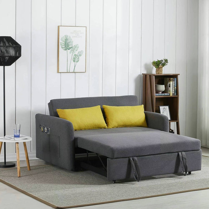 Gray Loveseat Sofa with Pull-Out Bed