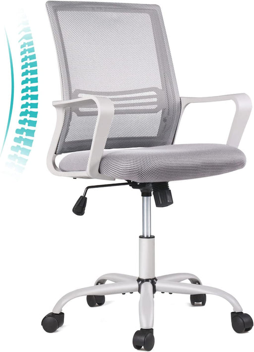 Ergonomic Grey Mesh Office Chair with Wheels