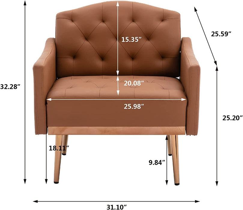 Modern Tufted Accent Chair with Gold Legs