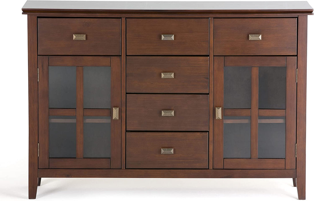 Contemporary Russet Brown Pine Wood Sideboard Buffet