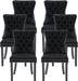 Black Velvet Ring Pull Trimmed Dining Chairs Set of 6