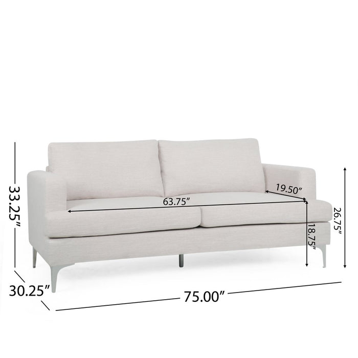 Beige and Silver 3 Seater Sofa