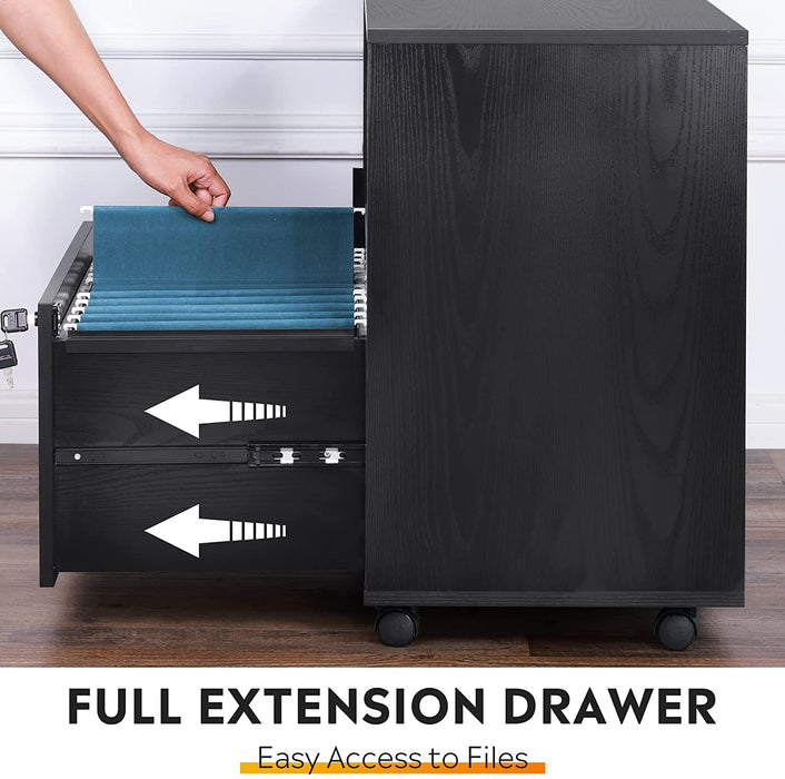 Black 1-Drawer File Cabinet on Wheels