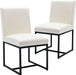 Set of 2 Leather Dining Chairs, Cream