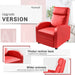 Recliner Chair, Padded Seat, Red, PU Leather