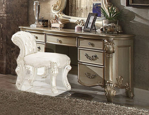 Gold Patina Vanity Desk with Bone Accents