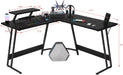 Sturdy L-Shaped Gaming Desk with Monitor Riser