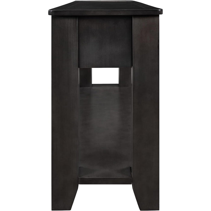 Black Console Table with Drawers and Shelf