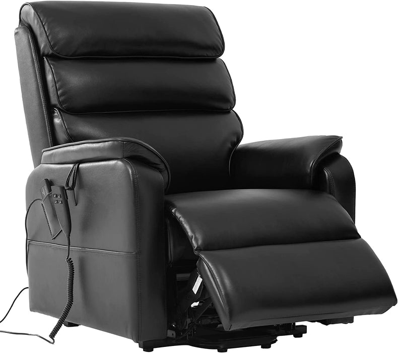 Black Faux Leather Electric Power Lift Recliner