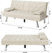 Convertible Futon Sofa Bed with Cupholders and Armrests