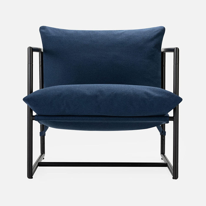 Navy Metal Armchair with Shredded Foam Cushioning