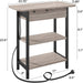 End Table with Charging Station, Flip Top Side Table for Small Spaces, Greige