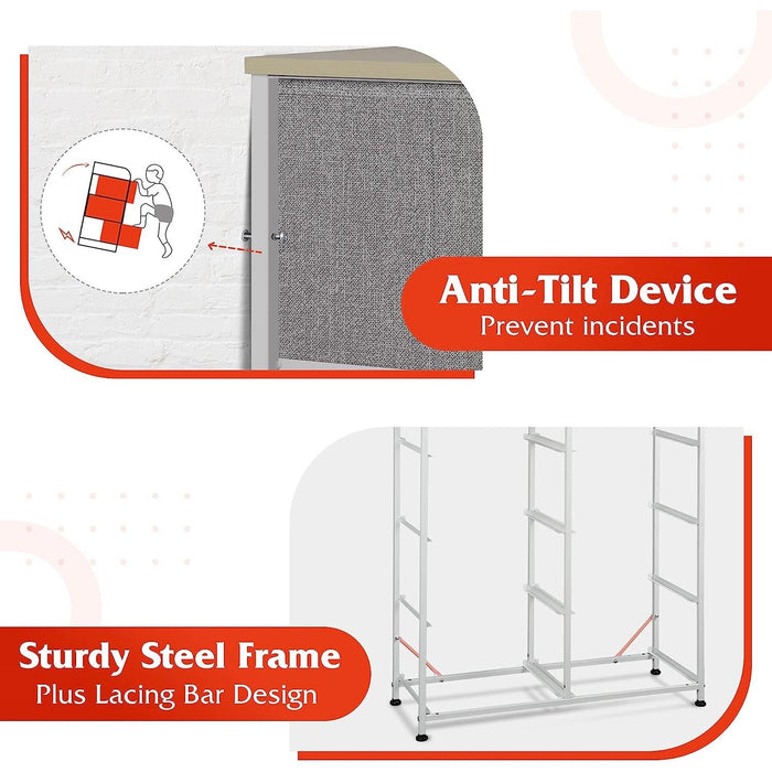 Fabric Storage Tower with 8 Drawers, Light Grey