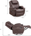 Swivel Rocker Recliner W/Massage, Heat, Remote, Cup Holders, Brown