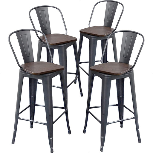 Swivel Counter Height Bar Chairs with Back, Set of 4