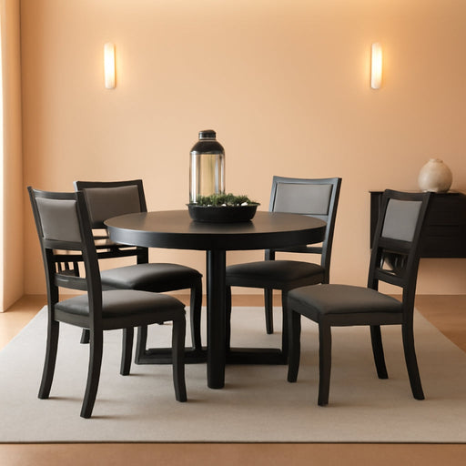 Gray 5-Piece round Dining Set with 1 Table and 4 Chairs
