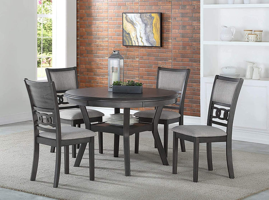 Gray 5-Piece round Dining Set with 1 Table and 4 Chairs