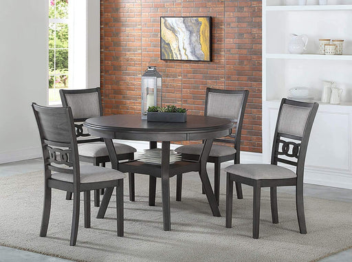 Gray 5-Piece round Dining Set with 1 Table and 4 Chairs