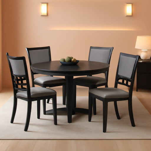 Gray 5-Piece round Dining Set with 1 Table and 4 Chairs
