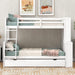 Twin over Full Wood Bunk Bed with Trundle, Shelves, White