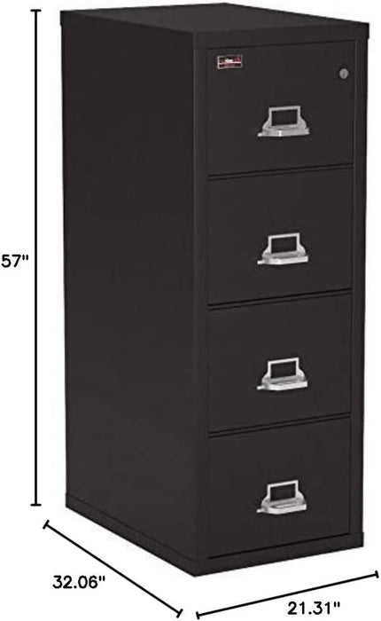 2 Hour Fireproof Vertical File Cabinet, 4 Drawers