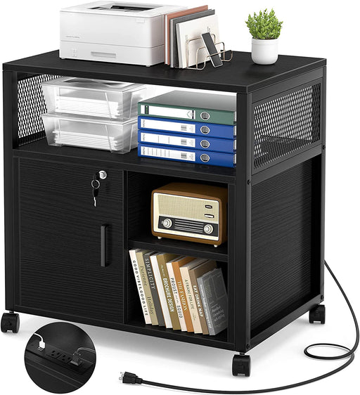 Modern Locking File Cabinet with USB Port