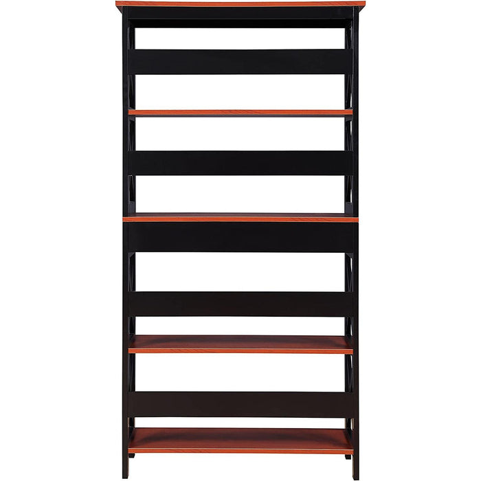 Cherry/Black Oxford Bookcase with Drawer (5 Tier)