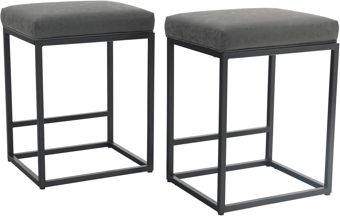 Grey Backless Counter Stools with Footrest (Set/2)