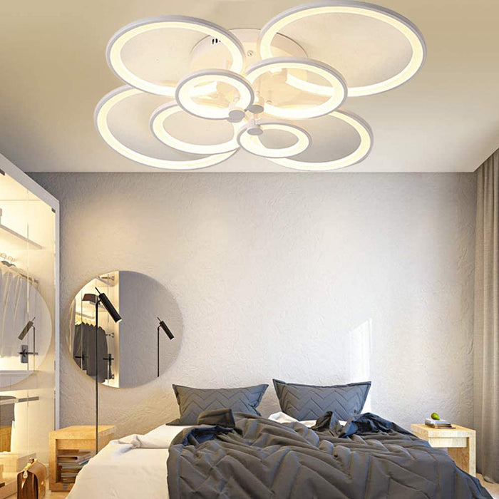 LED Stepless Dimming Ceiling Light Modern Flush Mount 8 Heads Acrylic Lampshade Chandelier 100W 43.31X35.43X9.84"