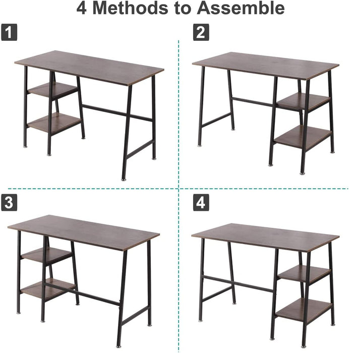 Industrial Style Writing Desk with Storage Shelves